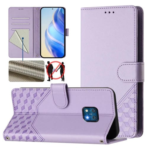 Funda de Cuero Rfid con Relieve en Panal para Nokia Xr20 (Morado Claro)