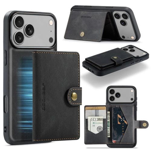 JEEHOOD J01 - Funda magnética desmontable estilo billetera para iPhone 17 Pro Max (negro)