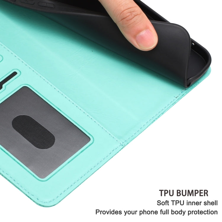 Funda de Cuero con Estampado Floral en Relieve para iPhone 16E (Verde Claro)