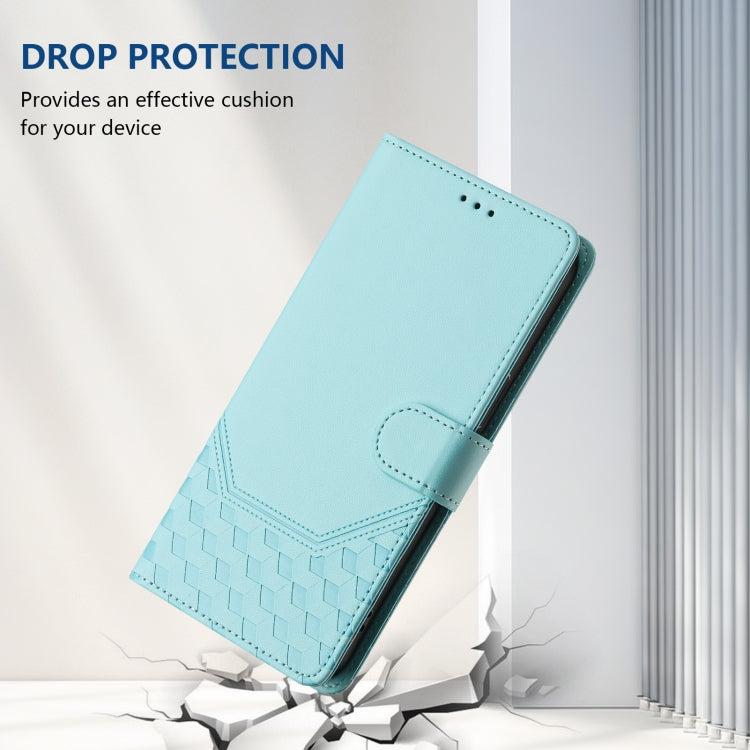Funda de Cuero Rfid con Relieve en Panal para Teléfono Itel A80 4G (Verde Menta)