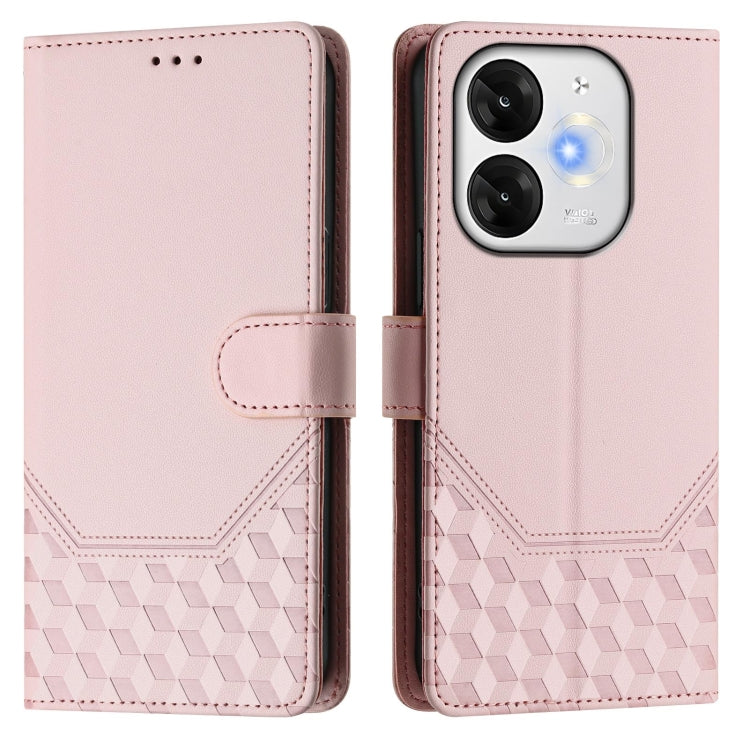 Funda Cuero Rfid con Relieve Panal para Teléfono Itel A80 4G (Rosa)