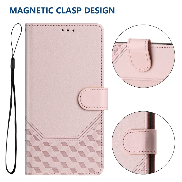 Funda Cuero Rfid con Relieve Panal para Teléfono Itel A80 4G (Rosa)