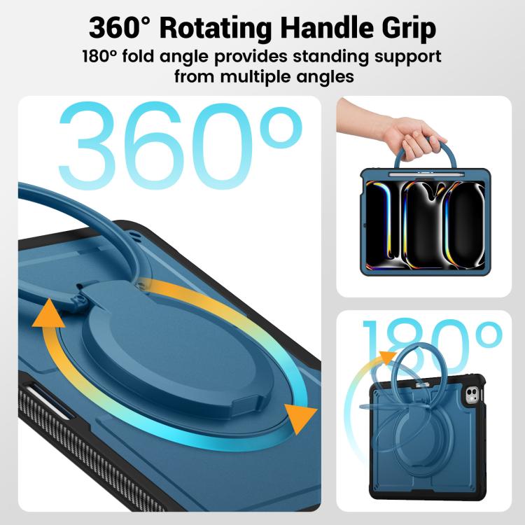 Funda Híbrida Tipo Panal con Asa y Correa para iPad Pro 13 (2024) (Azul Marino)