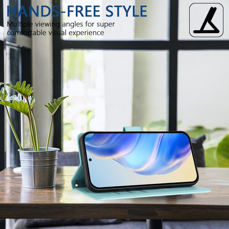 Funda de Cuero Rfid con Relieve de Panal para OnePlus 13R Ace 5 Pro 5G (Verde Menta)