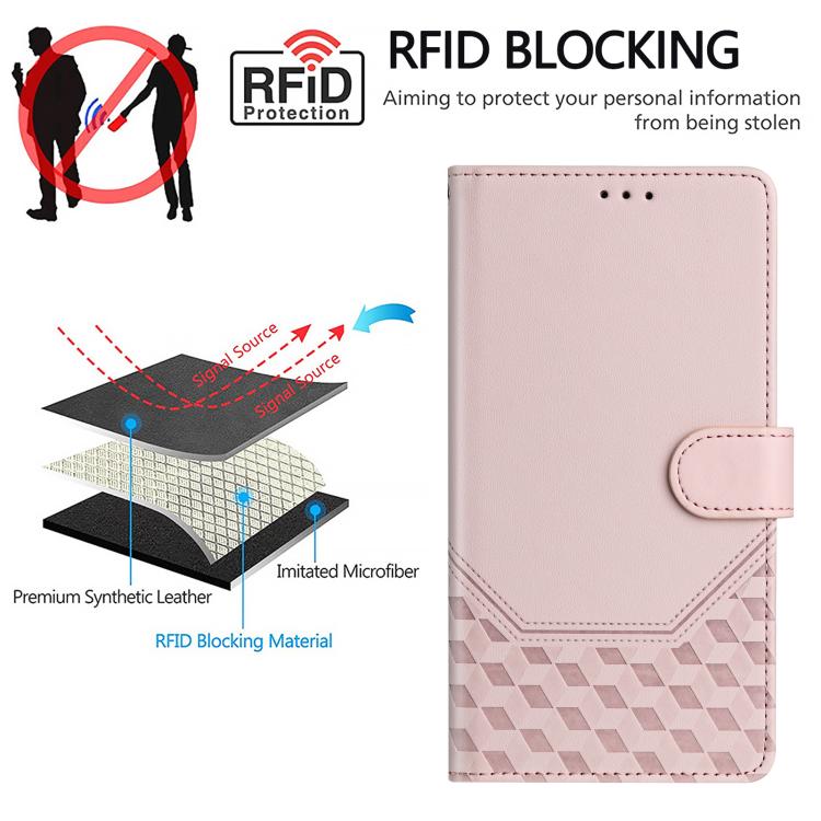 Funda de Cuero Rfid con Relieve en Panal para OnePlus 13R/Ace 5 Pro 5G (Rosa)