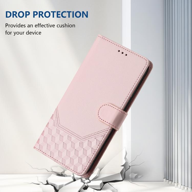 Funda de Cuero Rfid con Relieve en Panal para OnePlus 13R/Ace 5 Pro 5G (Rosa)