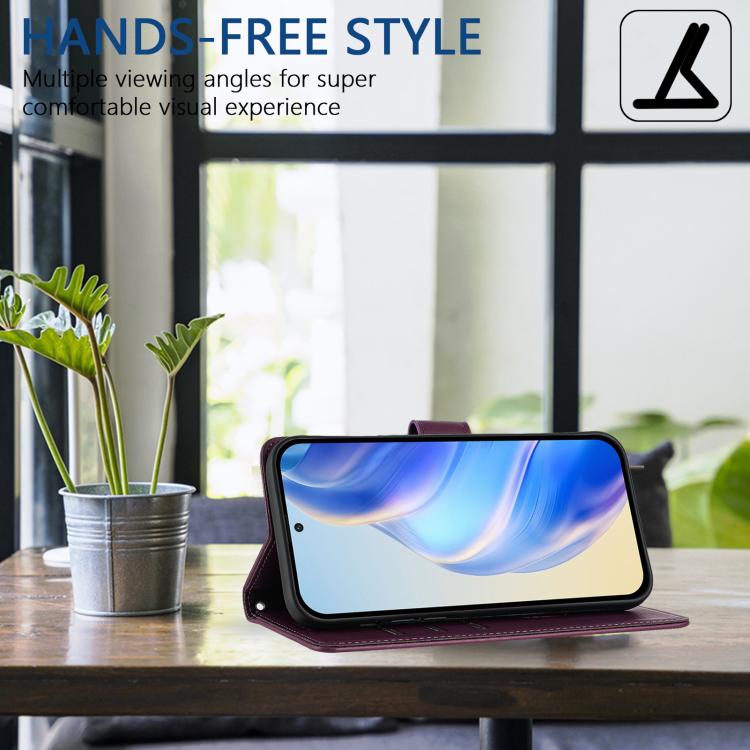 Funda de Cuero Rfid con Relieve en Panal para OnePlus 13R Ace 5 Pro 5G (Violeta)
