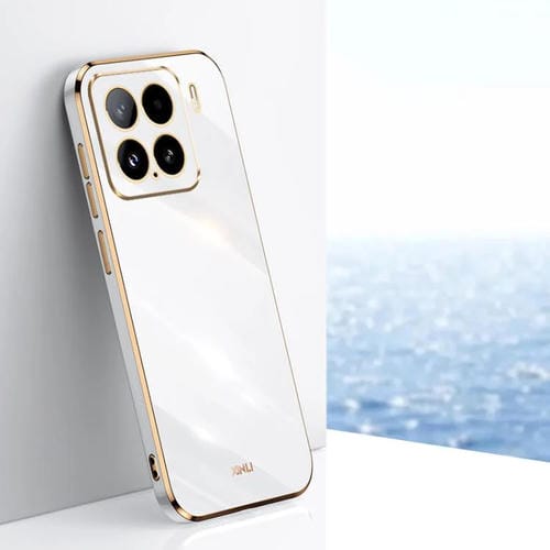 Funda De Tpu Con Borde Recto 6D Galvanizado Para Xiaomi 15 Xinli (Blanca)