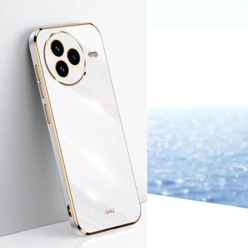 Funda de TPU con borde recto 6D galvanizado XINLI para Xiaomi Civi 5 Pro (blanca)