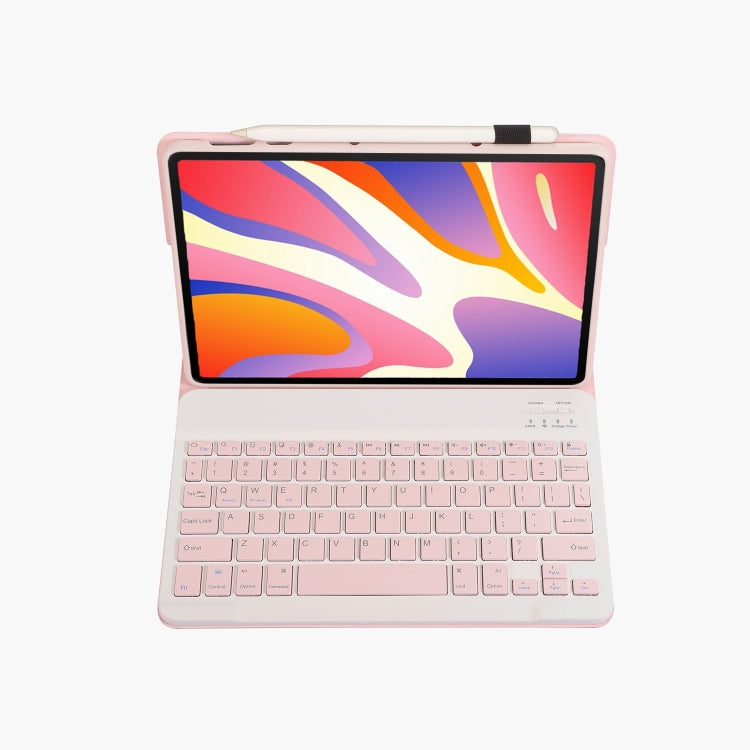 Funda de Cuero para Tableta Huawei Matepad Se 11 2024 Ah21 con Teclado Bluetooth Desmontable (Rosa y Blanco)