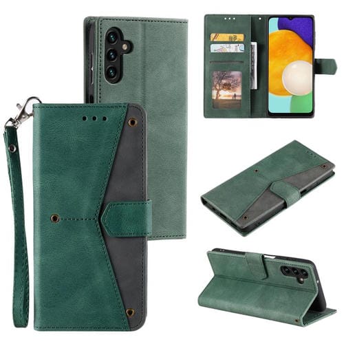 Funda de piel de becerro con costuras y tacto de piel de uña para Samsung Galaxy S25 FE 5G (verde)