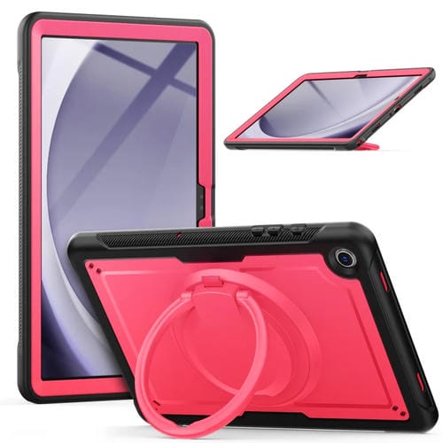 Funda híbrida para Tablet Samsung Galaxy Tab A9+ Honeycomb con Asa y Correa (Rosa y Rojo)