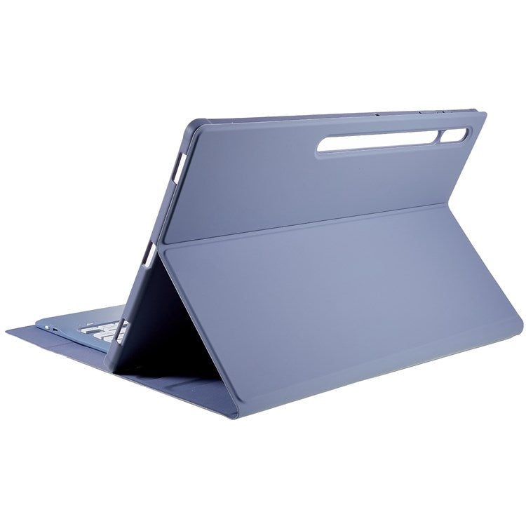Funda de Cuero Samsung Galaxy Tab S10 Ultra A910B con Ranura para Lápiz y Teclado Bluetooth Desmontable (Morado)