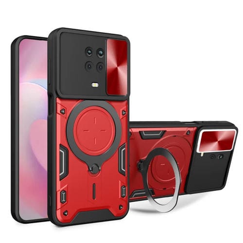Funda para Teléfono Nokia G10/G20 con Soporte Magnético Deslizante y Textura de Cd (Rojo)