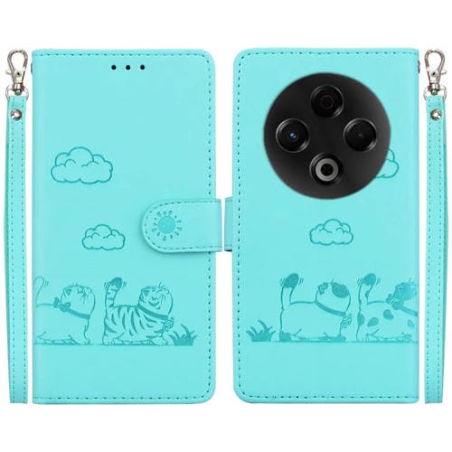 Funda de piel con diseño de gatos RFID para Tecno Spark 30 4G (verde)