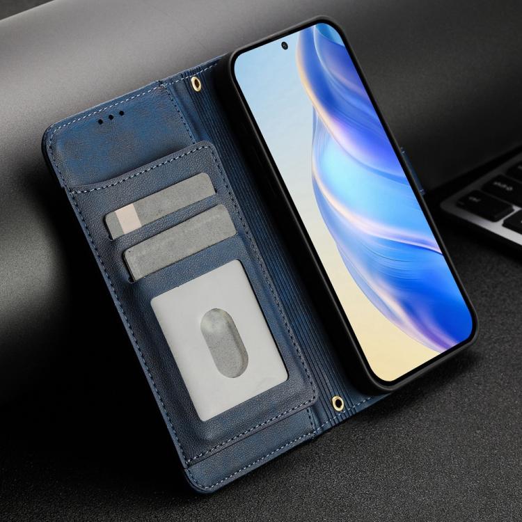 Funda de cuero con cremallera y ranuras para múltiples tarjetas para Tecno Camon 40 Premier (azul)