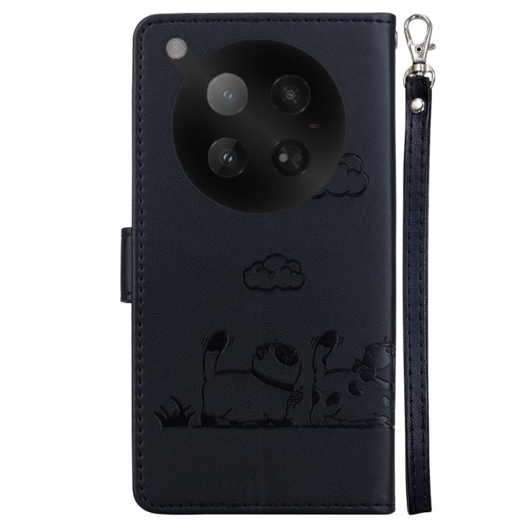 Funda de cuero RFID con diseño de gatos para Infinix Zero 40 4G/5G (negra)