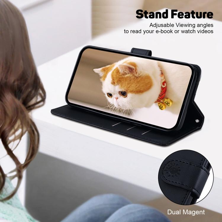 Funda de cuero RFID con diseño de gatos para Infinix Zero 40 4G/5G (negra)