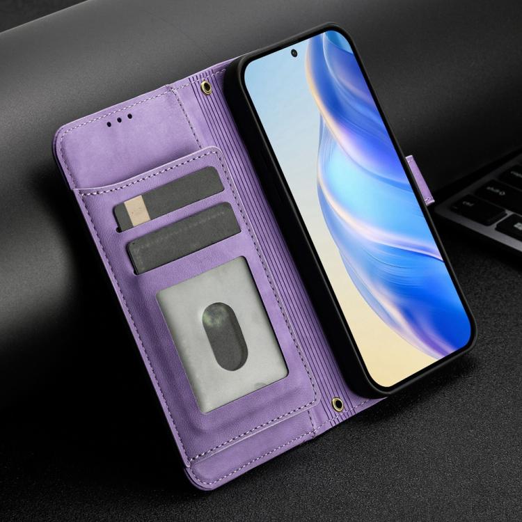 Funda de Cuero con Cremallera y Ranuras para Múltiples Tarjetas para Honor 400 Lite (Morado)