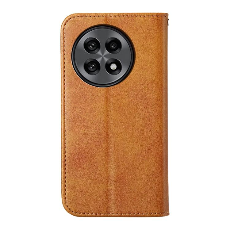 Funda de Cuero Magnética Textura Becerro Cuadrícula Cúbica para OnePlus 13R/Ace 5/Ace 5 Pro (Amarillo)