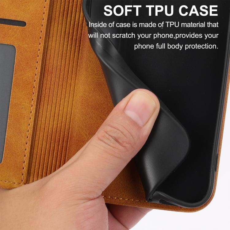 Funda de Cuero Magnética Textura Becerro Cuadrícula Cúbica para OnePlus 13R/Ace 5/Ace 5 Pro (Amarillo)