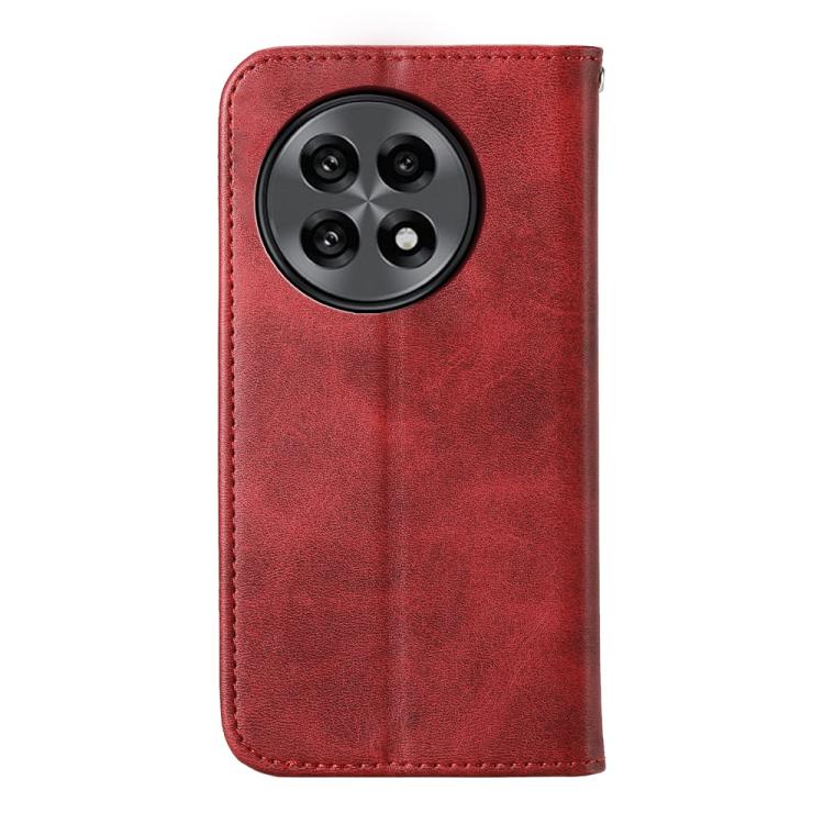 Funda Cuero Magnética Textura Piel Becerro Cuadrícula Cúbica para OnePlus 13R Ace 5 Ace 5 Pro (Rojo)