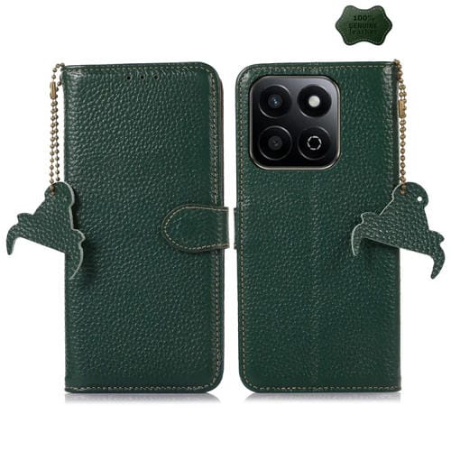 Funda de Cuero Genuino con Textura de Lichi RFID para Honor Play 60 Plus (Verde)