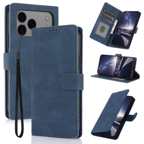 Funda de piel de becerro con textura de fantasía para iPhone 17 Pro (azul)