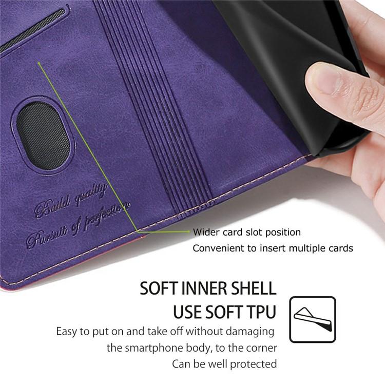 Funda de cuero con hebilla lateral en color de contraste para Samsung Galaxy F06 5G (morado y rojo rosa)