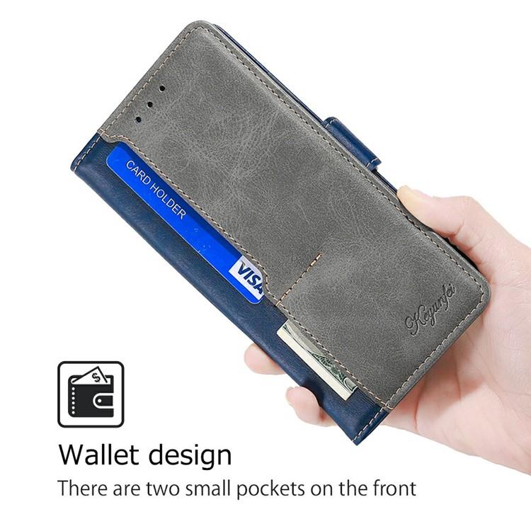 Funda de cuero con hebilla lateral en color de contraste para Samsung Galaxy Xcover 7 Pro 5G (azul y gris)