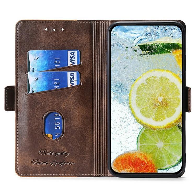 Funda de cuero con hebilla lateral en color de contraste para Samsung Galaxy Xcover 7 Pro 5G (marrón claro y verde)