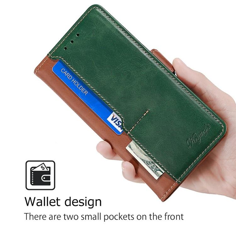 Funda de cuero con hebilla lateral en color de contraste para Samsung Galaxy Xcover 7 Pro 5G (marrón claro y verde)
