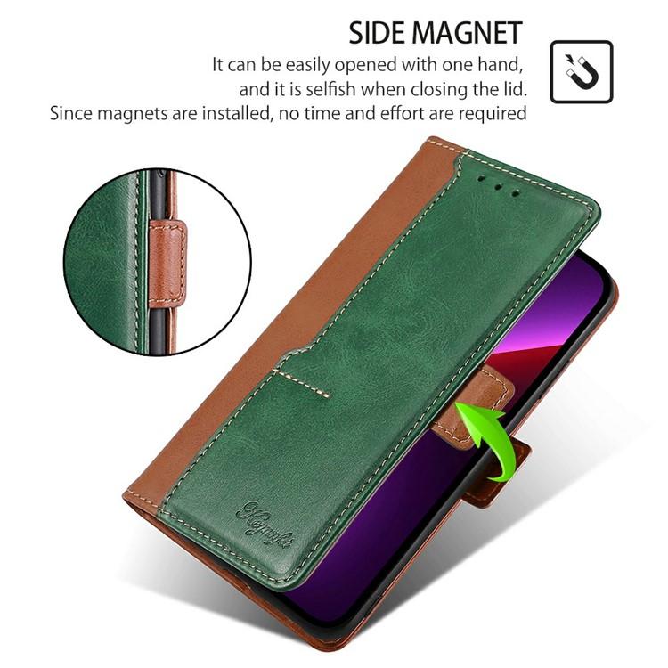 Funda de cuero con hebilla lateral en color de contraste para Samsung Galaxy Xcover 7 Pro 5G (marrón claro y verde)