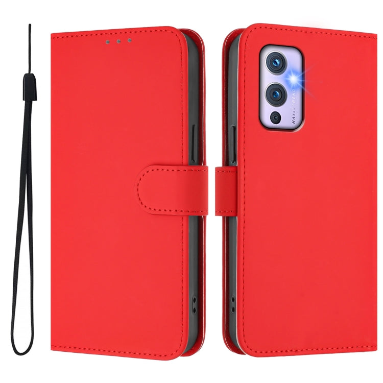 Funda de Piel para OnePlus 9 con Tacto Suave y Color Liso (Rojo)