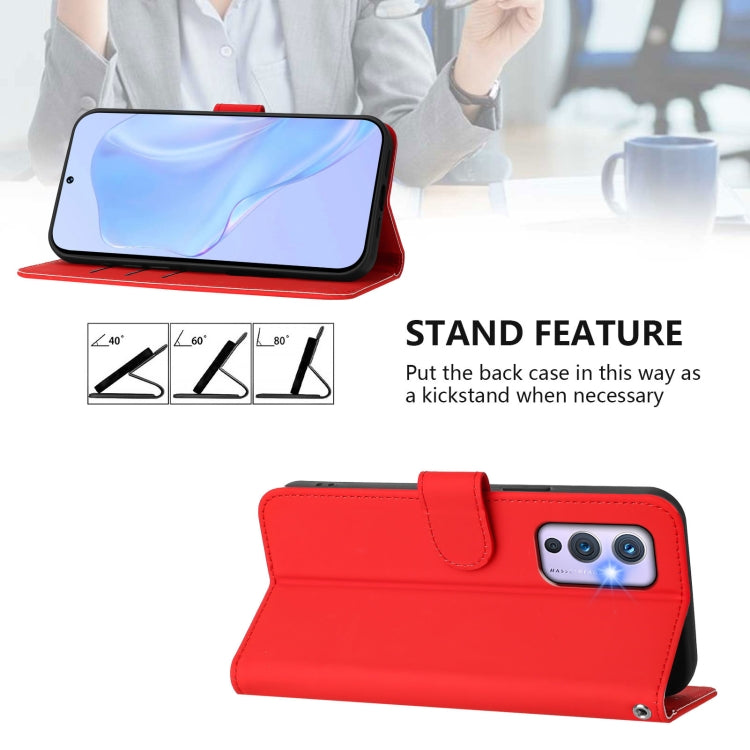 Funda de Piel para OnePlus 9 con Tacto Suave y Color Liso (Rojo)