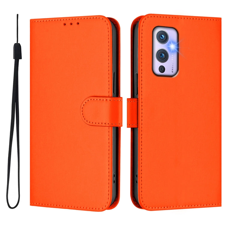 Funda de Piel para OnePlus 9 con Cordón (Naranja)