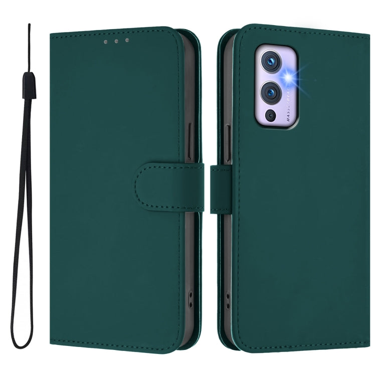 Funda de Cuero con Cordón para OnePlus 9 Skin Feel (Verde Oscuro)