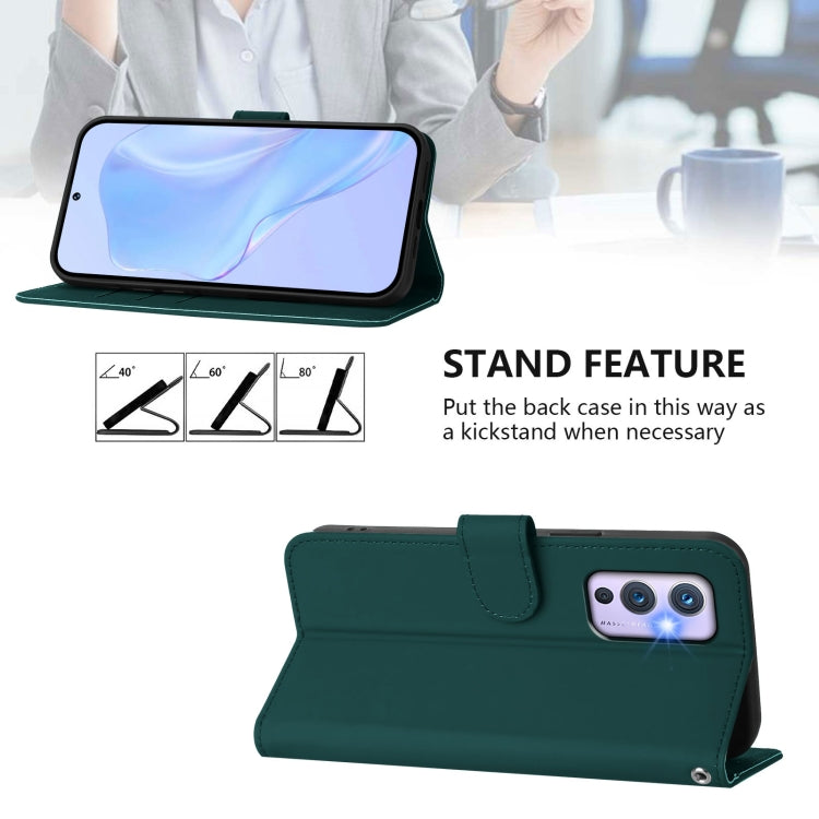 Funda de Cuero con Cordón para OnePlus 9 Skin Feel (Verde Oscuro)