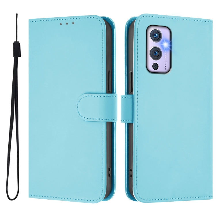Funda de Piel para OnePlus 9 con Cordón (Azul Cielo)