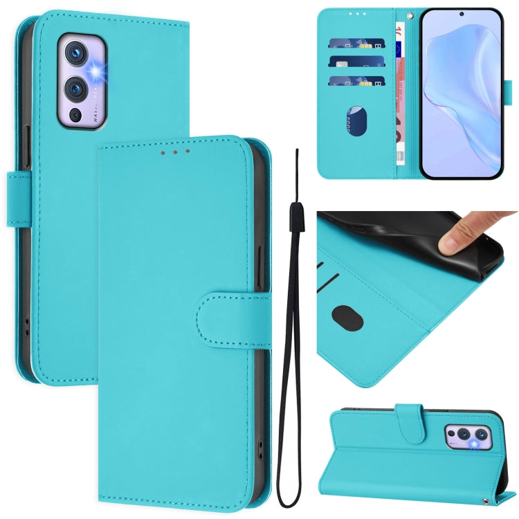 Funda de Piel OnePlus 9 con Tacto Suave y Color Liso (Azul Lago)