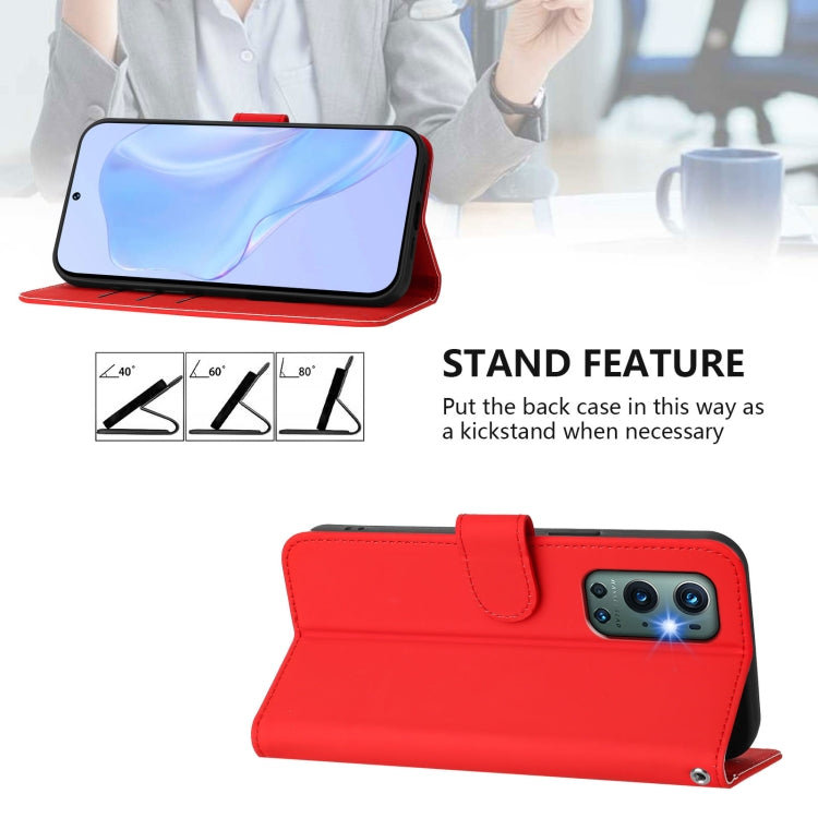 Funda de Cuero con Cordón para OnePlus 9 Pro Skin Feel (Rojo)