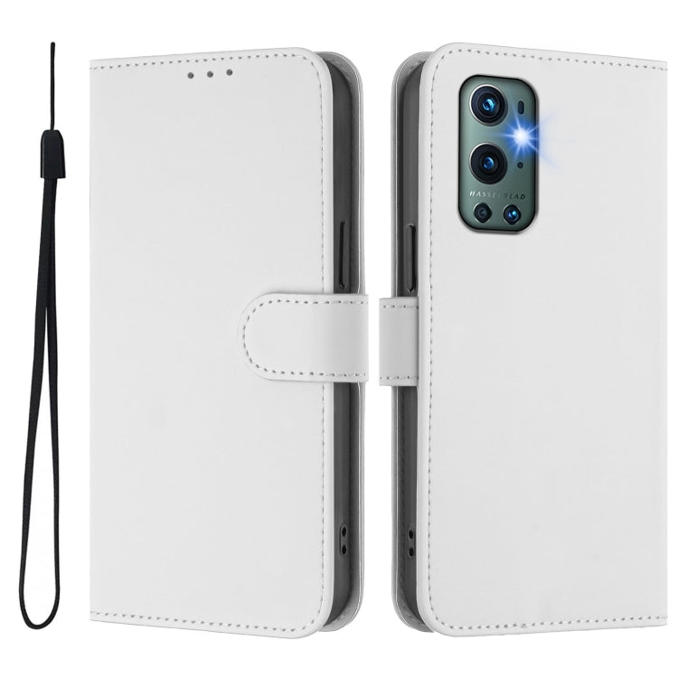 Funda de Cuero con Cordón para OnePlus 9 Pro Skin Feel (Blanco)