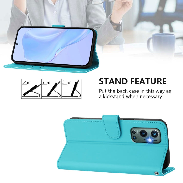 Funda de Piel para OnePlus 9 Pro con Tacto Suave y Color Azul Lago