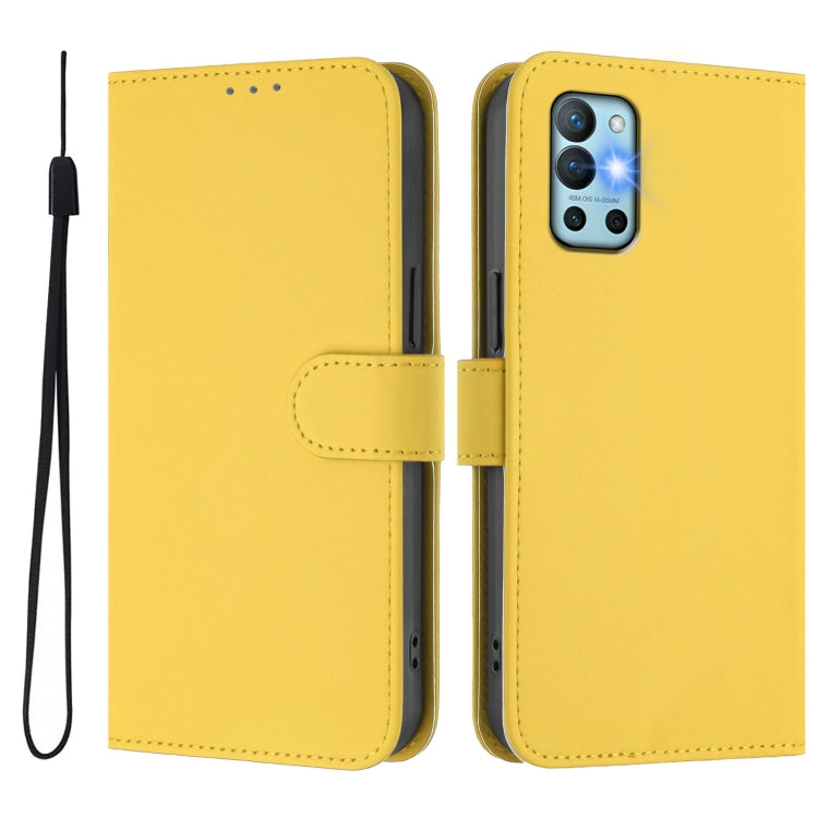 Funda de Piel Texturizada para OnePlus 9R y 8T con Cordón (Amarillo Limón)