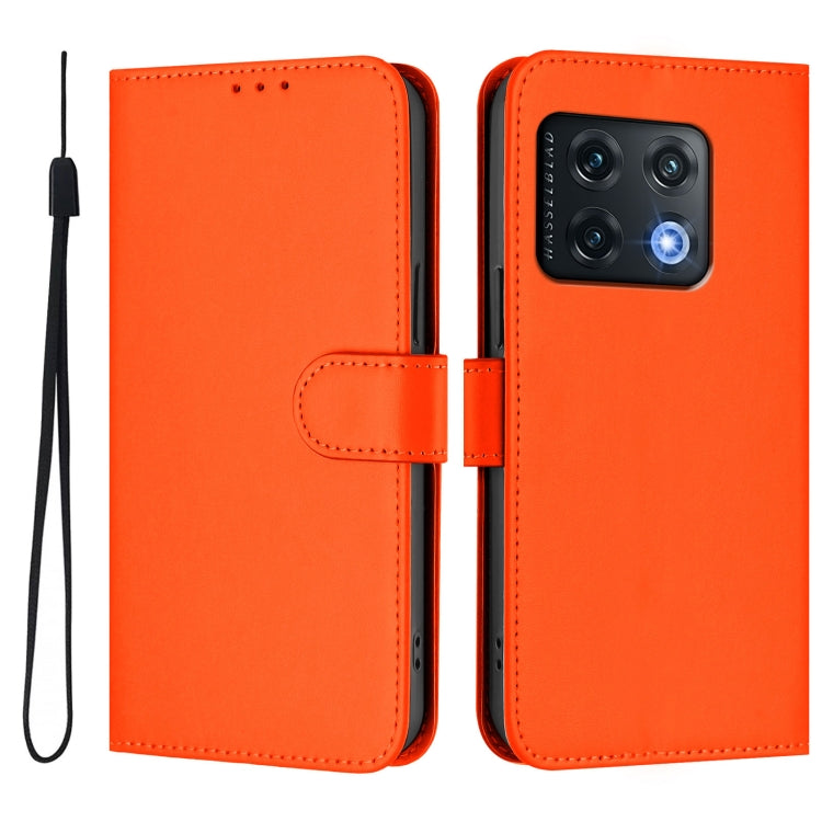 Funda de Cuero con Cordón para OnePlus 10 Pro 5G con Tacto de Piel (Naranja)