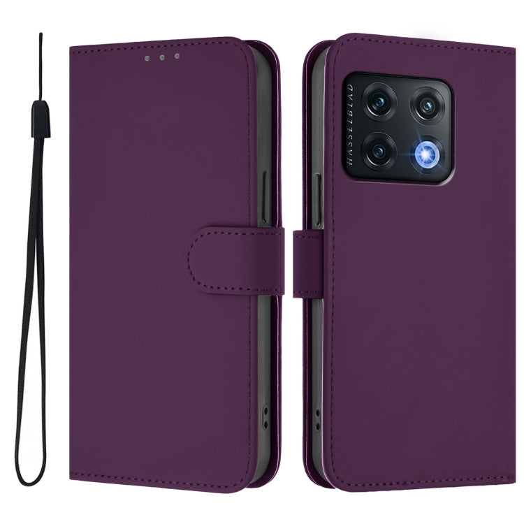 Funda de Cuero con Cordón para OnePlus 10 Pro 5G con Tacto de Piel (Violeta)