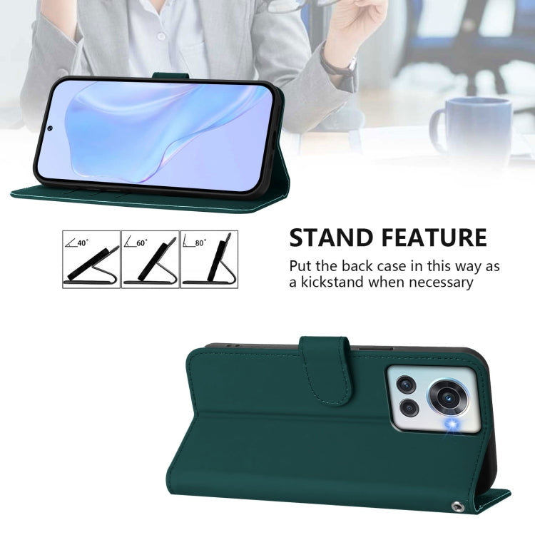 Funda de Cuero con Cordón para OnePlus 10R/Ace Skin Feel (Verde Oscuro)