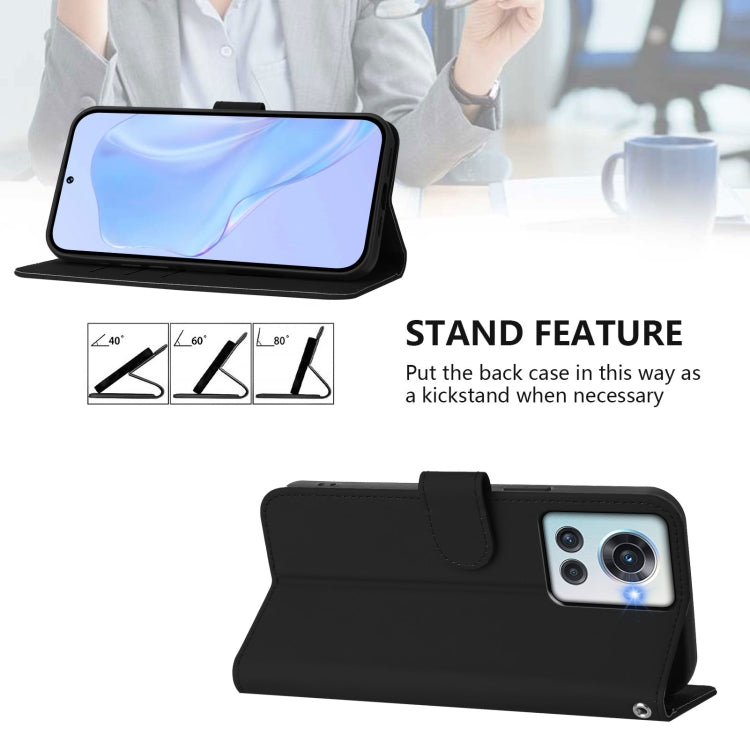 Funda de Cuero con Cordón para OnePlus 10R/Ace Skin Feel (Negro)