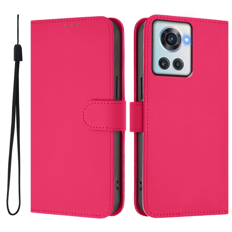 Funda de Cuero con Cordón para OnePlus 10R Ace Skin Feel (Rosa Rojo)
