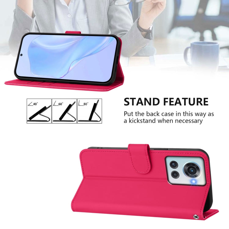 Funda de Cuero con Cordón para OnePlus 10R Ace Skin Feel (Rosa Rojo)